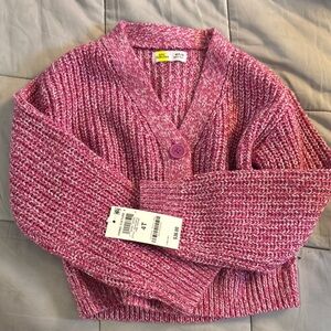 Chunky Knit Pink Cardigan Sweater